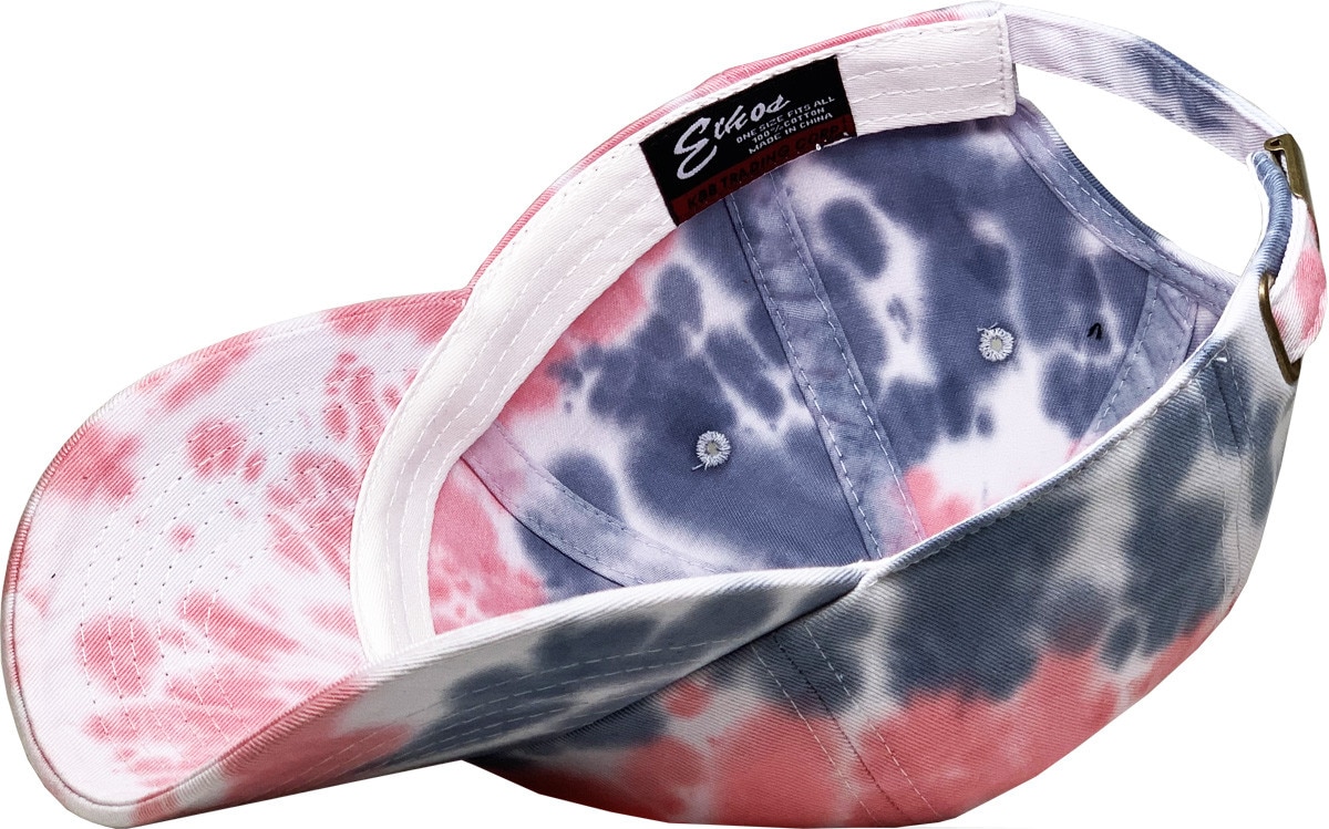 Tiedye Red Navy Blue Low Profile Baseball Caps Inside Turned Over View